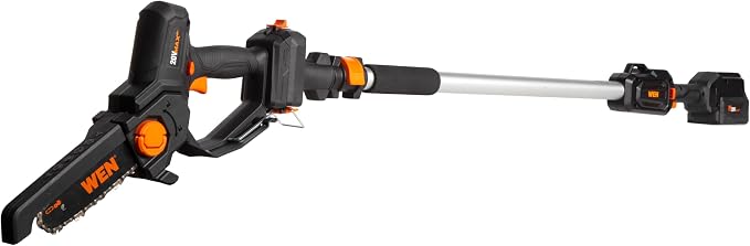 WEN 20V Max Cordless 2-in-1 6-Inch Chainsaw and Pole Saw with 12.3-Foot Reach, 4Ah Battery and Charger (20751)