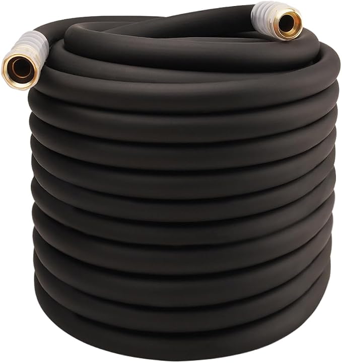 Heavy Duty Premium Garden Hose 200ft x 3/4", 300PSI Working, 1000PSI Burst, Hybrid Rubber Water Hose with Transparent Swivel Handle - Hot/Cold Water - Five Layered Braiding with Brass fittings (Black)