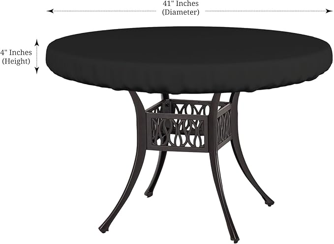 Covers & All Round Table Top Cover, 12 Oz Waterproof UV & Weather Resistant Patio Table Cover, Outdoor Table Cover for Patio Outdoor Furniture & Coffee Table (41" Dia x 4" H Inches, Black)