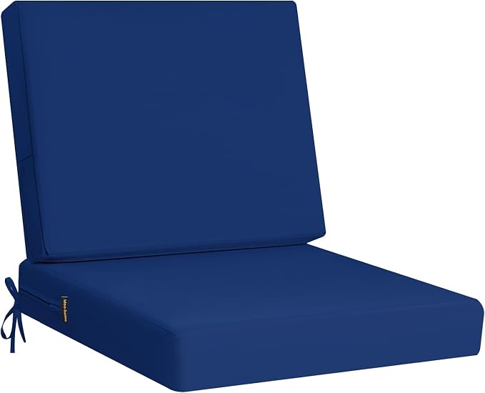 idee-home Outdoor Chair Cushions for Patio Furniture, Outdoor Seat Cushion | Waterproof Hampton Bay Deep Seat Replacement Couch Cushions for Garden Lawn Backyard Deck 24 x 26 Navy