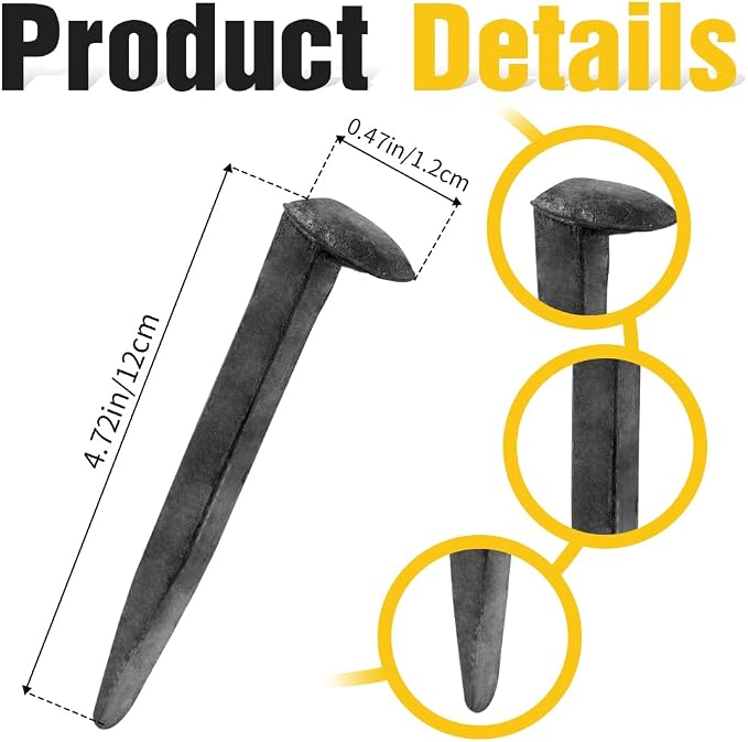 24 PCS Railroad Spikes, 4.72 Inches Carbon Steel Rail Road Spike for DIY Projects Art Crafts Home Decorations, Heavy Duty