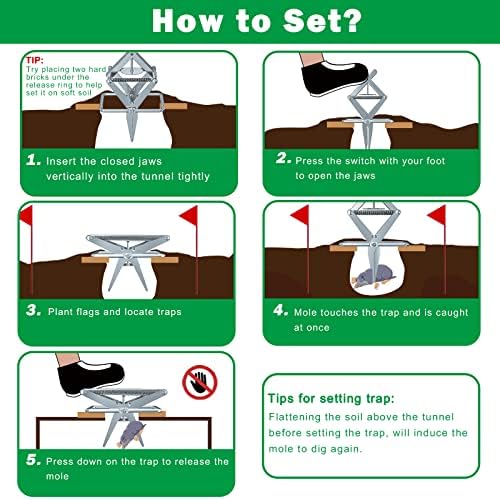Mole Traps that Kill Best, Scissor for Lawns Vole Traps Outdoor Use, Mole Trap Easy to Set Galvanized Steel Reusable Quick Capture Gopher