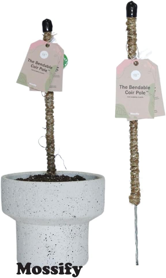 Mossify Bendable Coir Pole for Plants – 42” Premium Manila Coir Moss Pole Monstera Plant Support for Indoor & Outdoor Plant Climbing Support - Comes with Reusable Tape for Durable Plant Pole
