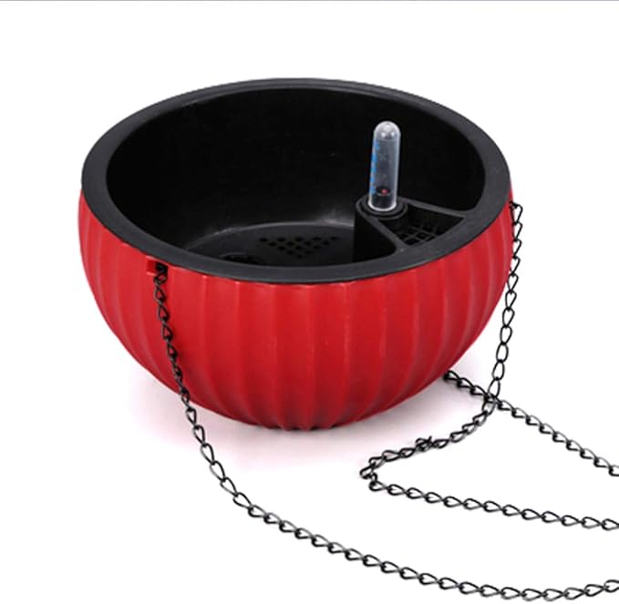 Cabilock Hanging Flower Pot Automatic Water Suction Thickened Plastic Planter Basket for Indoor Outdoor Plants with Water Level Indicator and Stopper