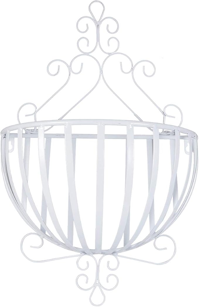 GANAZONO European Style Wall Mounted Flowerpot Rack Metal Plant Holder Half Round Hanging Planter for Balcony Garden Porch Decor 20.86X13.77X6.29 Inches
