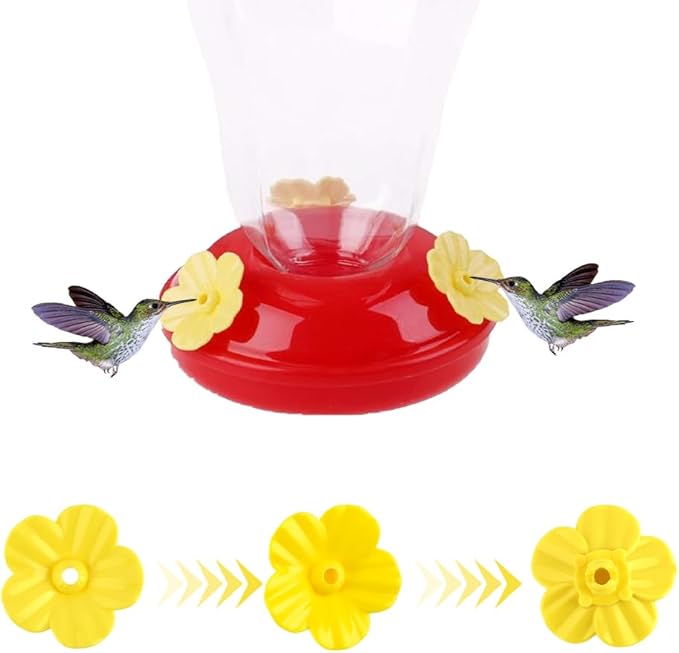 Hummingbird Feeder Replacement Parts - 16 PCS Yellow Flowers, Bee Guards for Perky Pet Glass Plastic Base