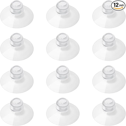 12 Pieces 1.2 inch Small Clear Suction Cups for Glass, Without Hooks Without Holes, Thick Professional Sucker Pads for Organization Decoration Window Bathroom Kitchen Car Radar Detector