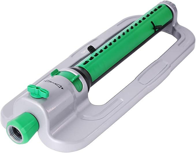 RESTMO Heavy Duty Oscillating Sprinkler with Stable Metal Base, 18 Durable Nozzles, Adjustable Flow & Width & Coverage, Lawn Sprinkler & Garden Sprinkler for Large Yard Irrigation