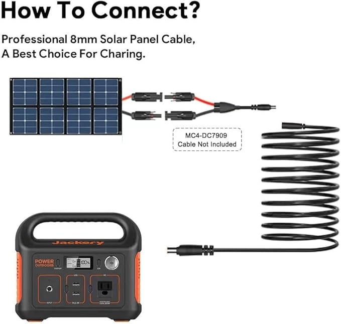 30Ft Jackery Extension Cable 14AWG 8mm Solar Panel Extension Cable 8mm DC Power Plug fit Jackery Explorer 1000/500/300/240/160,BLUETTI EB3A/EB70/EB70S/AC50S Portable Power Station Solar Generator