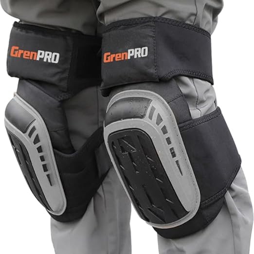 GRENPRO Professional Knee Pads for Work,Heavy Duty Thick Foam Knee Pads Tools, Knee Pad with Soft Gel Cushion for Construction, Work, Flooring, Gardening, Cleaning, Tiling,Gray