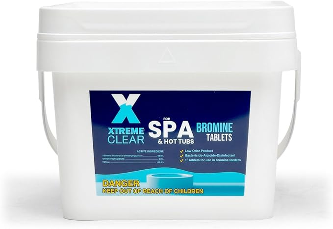 Xtremeclear Bromine Tablets for Spa & Hot Tub – 5 lbs Bottle, 1-Inch Tablets, NSF/ANSI 60 Certified, Long-Lasting Sanitizer for Clean Water