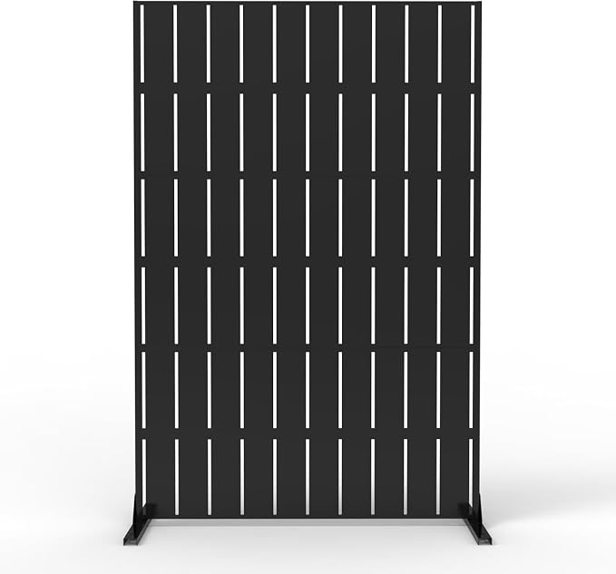 Metal Privacy Screen,72" h x 47" w 3-Panel Freestanding Decorative Fence with Stand for Outdoor Patio, Lawn, Garden, Deck, Balcony