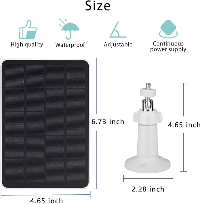 2 Pack Solar Panel Compatible with WYZE Battery Cam Pro, EufyCam 2C/2C Pro, 4W 5V Solar Panel with 10ft Micro USB Charging Cable for Outdoor Battery Camera, Tpye C Adapter, Adjustable Wall Mount