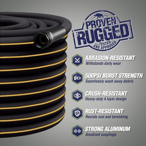 RUGGED RHINO Kneeling Pad and Garden Hose Bundle, Kneeling Pad is 17.5x11 Inch, in Gray Color, Garden Hose is 25 Feet Long, in Black Color, 2 Item Outdoor Bundle