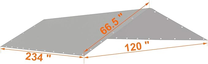 Thanaddo 10 x 20 Ft Carport Replacement Canopy Cover Garage Top Tent Shelter Tarp with Free 44 Ball Bungee Cords,Grey(Only Cover, Frame Not Include)