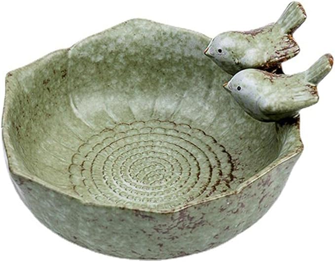 5.9" Ceramic Birdbath Bowl Wild Bird Feeder Food Holder Container Bird Feeding Tray for Outside Bee Water Bath Outdoor Garden Courtyard Decoration