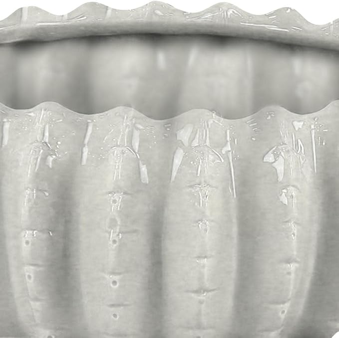 Deco 79 Ceramic Indoor Outdoor Planter Small Planter Pot, Set of 3 Planters 17", 11", 8"W, White
