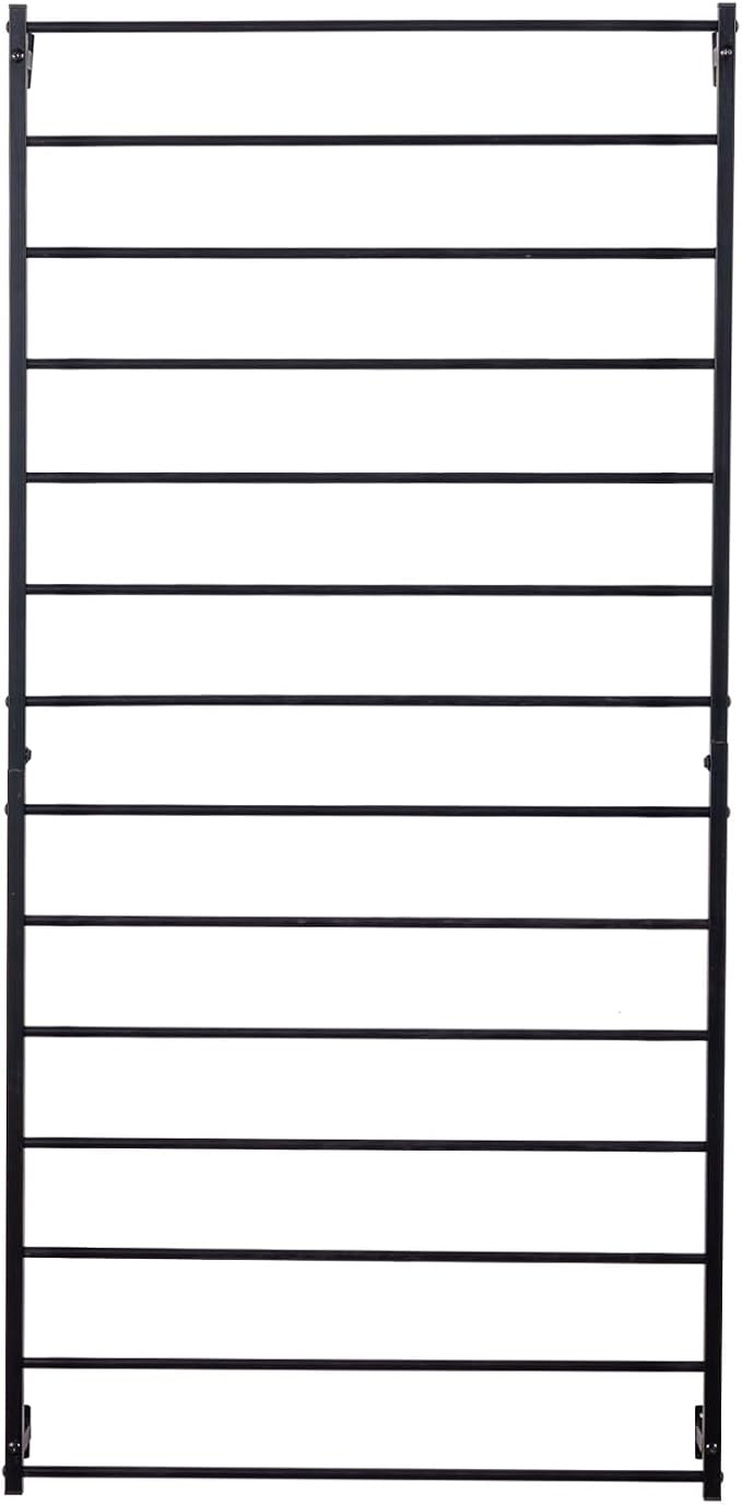 MyGift Wall Mounted Metal Garden Trellis for Climbing Plants Vines & Ivy, Matte Black Outdoor Panel with 14 Support Bars Outdoor Hanging Support Frame – No Assembly Required