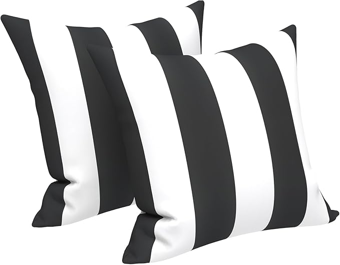 LVTXIII 2 Pack Outdoor Throw Pillow Covers for Patio Furniture, 16x16 Inch Square Pillow Case, Water-Repellent Cushion Covers for Garden, Porch, Sofa, Cabana Black