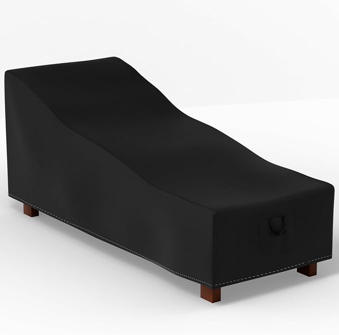 Outdoor Chaise Lounge Covers - Patio Chaise Lounge Covers Waterproof Heavy Duty Outdoor Lounge Chair Covers Patio Furniture Covers, 84"L x 32"W x 32"H/Black