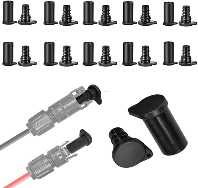 Solar Panel Connector Cap, 10 Pairs IP67 Silicone Dust and Waterproof, Male and Female Cap for Solar Connector, Solar Inverter
