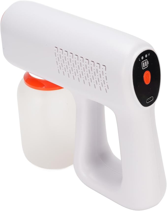 Handheld Cordless Sprayer Efficient Quiet 1200mAh Rechargeable Electric Fogger for House Office Gym Garden ABS White