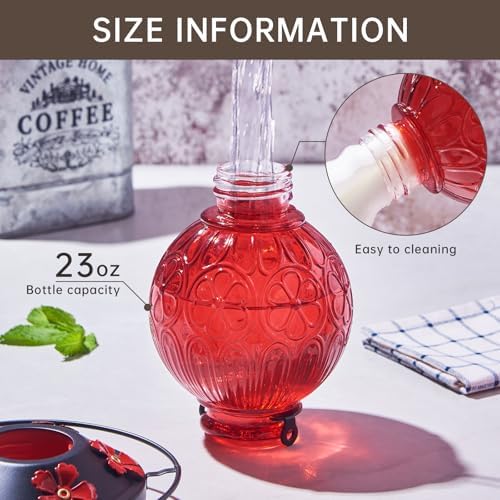 Glass Hummingbird Feeders for Outdoors Hanging Purple+Red