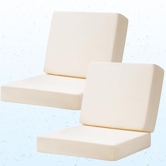 Deep Seat Patio Cushions Set of 2, 24x24 Inch Waterproof & Fade Resistant Outdoor Chair Cushions, Thick Padded Replacement Sofa Cushions for Garden Yard Furniture
