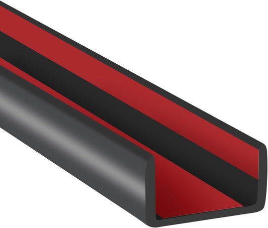Rubber Edge Trim, 5/8" Self Adhesive Flexible U Channel Edge Protecter for Plywood, Tables, Desks, Cabinets, Counter Top, Wide U Shaped Edge Trim, Edge Banding, Black Color, 20Ft