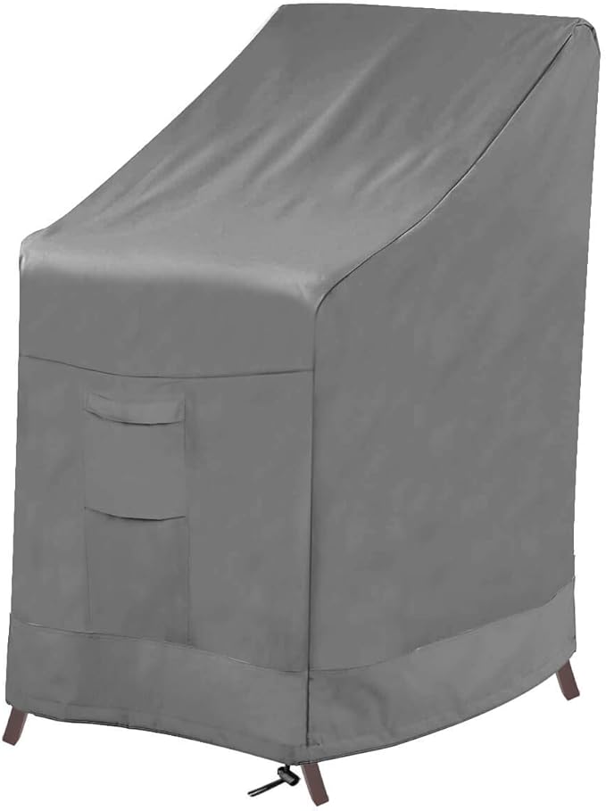 Vailge Stackable Patio Chair Cover,100% Waterproof Outdoor Chair Cover, Heavy Duty Lawn Patio Furniture Covers,Fits for 4-6 Stackable Dining Chairs,36"Lx28"Wx47"H,Grey