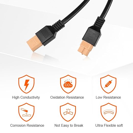 DOKIO XT60 Extension Cable 19.7 ft (6 m), Male to Female XT60 Solar Connector, Soft Silicone Copper Wire 12V/24V Extension Lead for Solar Panels or Power Station Controller Setup
