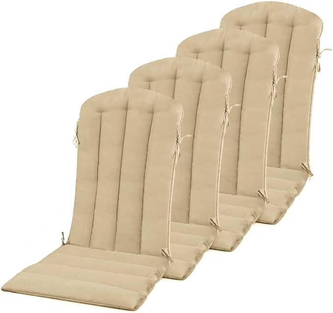 YEFU Adirondack Chair Cushion, Rocking Chair Cushions with Straps, Folding Patio Chair Pad for Indoor and Outdoor, 19.7x18.9x1.5 Inch, Light Brown, 4-Pack