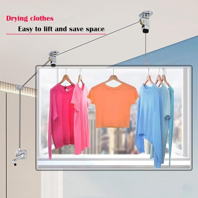 Plant Pulley Retractable Hanger Adjustable Heavy Duty Hanging Pulleys for Garden Baskets Pots,Birds Feeder,Bike Hoists Ceiling Clothes Drying Rack Garage Ceiling Storage
