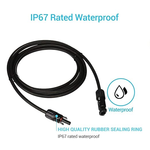 Renogy 10Ft 10AWG Male and Female Connectors Solar Extension Cable, 10FT-10AWG, Black