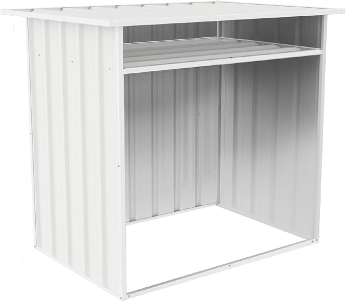 ABSCO 4' x 2.5' x 3.7' DIY Galvanized Steel Firewood Shed, Surfmist White