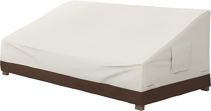 Amazon Basics 3-Seater Outdoor Couch and Patio Furniture Cover, Waterproof Lounge Sofa Cover, UV Resistant, Click-Close Straps, 78" x 38" x 29", Beige/Tan