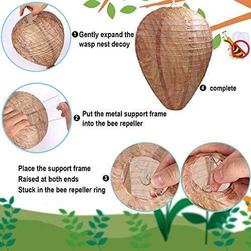 4 Pack Wasp Nest Decoy Hanging Wasp Nest Stay Away from Wasps Hornets Yellow Jackets
