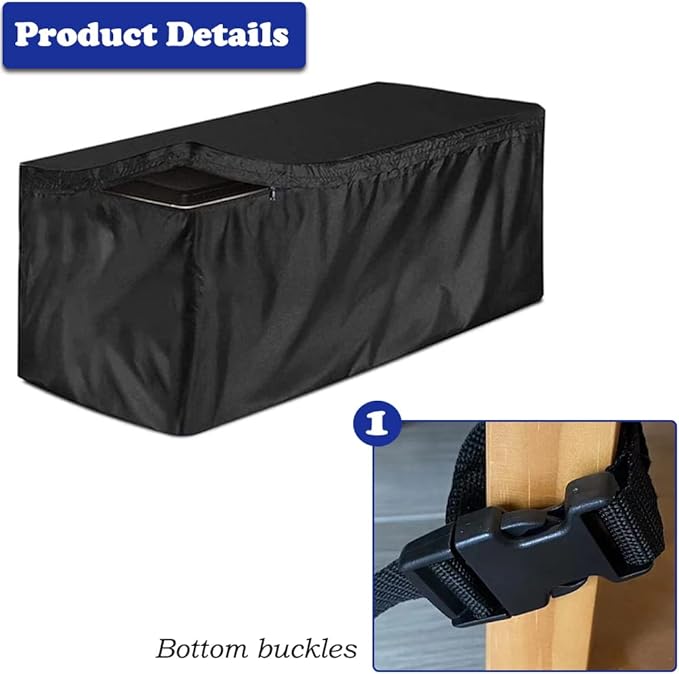 Deck Box Cover Heavy Duty Waterproof Outdoor Ottoman Bench Cover for Keter Large Deck Boxes Rectangular Storage Box Cover with Drawstring and Zipper (48x24x22in)