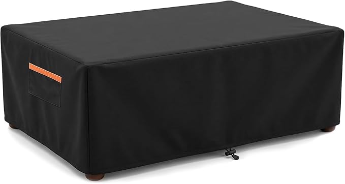 Patio Coffee Table Cover, Waterproof Outdoor Furniture Cover Heavy Duty 600D with Windproof Buckles, UV & Fade Resistant All-Weather Protection for Rectangular Patio Tables 48 x 28 x 16 Inch, Black