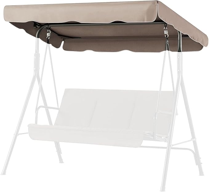 Flexzion Swing Canopy Cover (Beige) 77" x 43" - Deluxe Polyester Top Replacement UV Block Sun Shade Waterproof Decor for Outdoor Garden Patio Yard Park Porch Seat Furniture