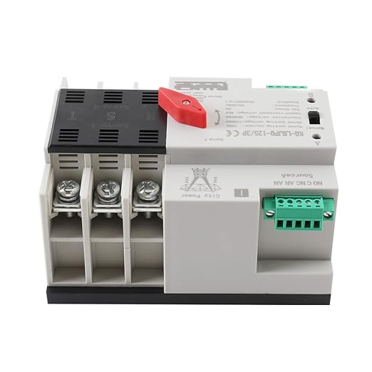 3P 100A Dual Power Automatic Transfer Switch 110V Generator Changeover Switch Tools Dual Power Transfer Switch Din Rail Mounting Type 50HZ/60HZ
