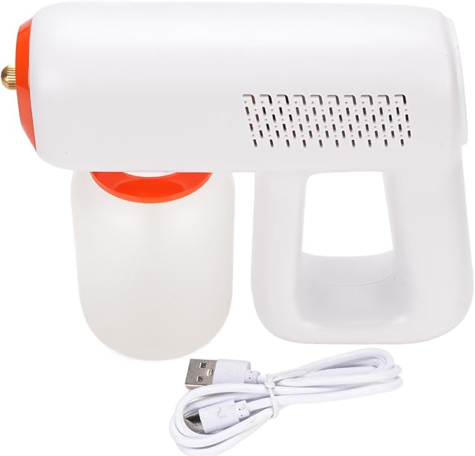 Handheld Cordless Sprayer Efficient Quiet 1200mAh Rechargeable Electric Fogger for House Office Gym Garden ABS White