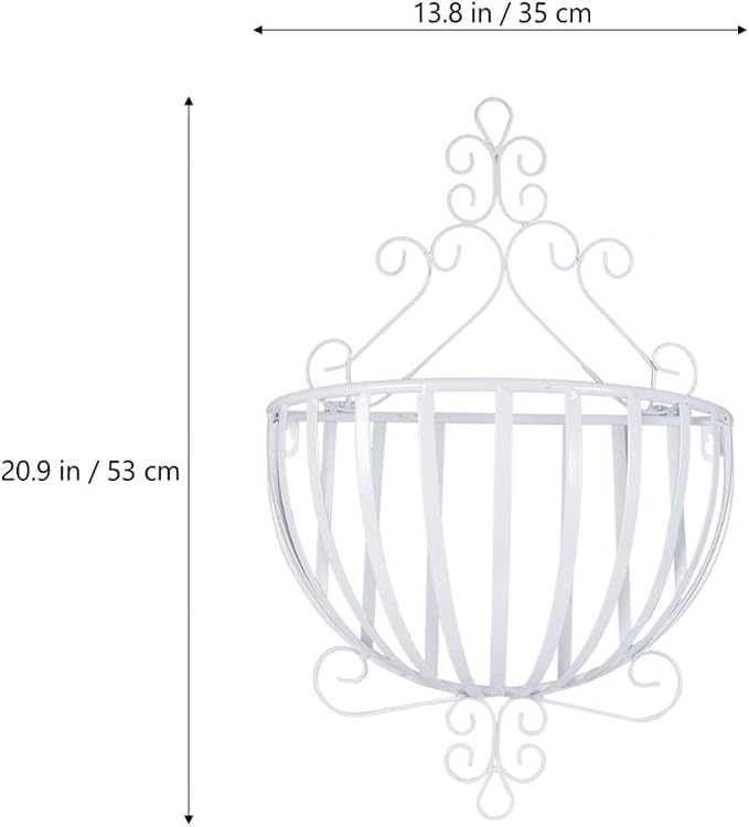 GANAZONO European Style Wall Mounted Flowerpot Rack Metal Plant Holder Half Round Hanging Planter for Balcony Garden Porch Decor 20.86X13.77X6.29 Inches