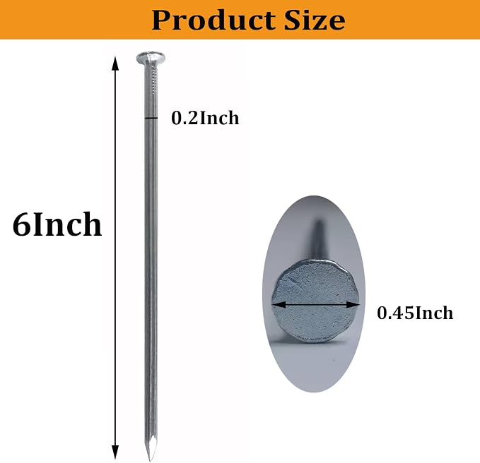 Metal Stakes, 6 Inch 140Pcs Galvanized Landscape Spikes,Garden Nails for Turf,Weed Barriers,Tent and More (140, 6 in)