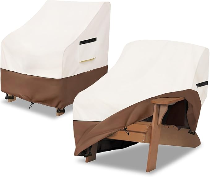 Patio Chair Covers Waterproof Heavy Duty Patio Furniture Covers for Outdoor Adirondack Chair 35 W x 37 D x 36 H inches,Beige & Brown