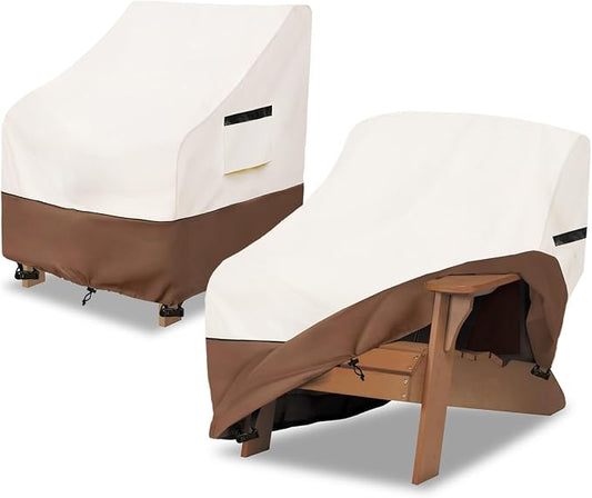 Adirondack Chair Covers 2 Pack,Waterproof Heavy Duty Patio Furniture Cover for Outdoor Chair Size 32 W x 35 D x 36 H inches,Beige & Brown