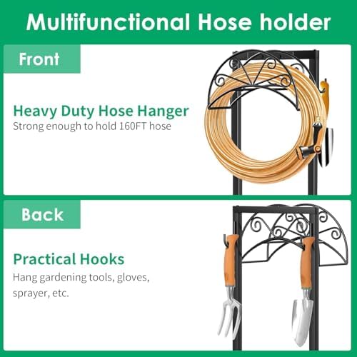 TomCare Garden Hose Holder Detachable Metal Water Hose Holder Hose Hanger