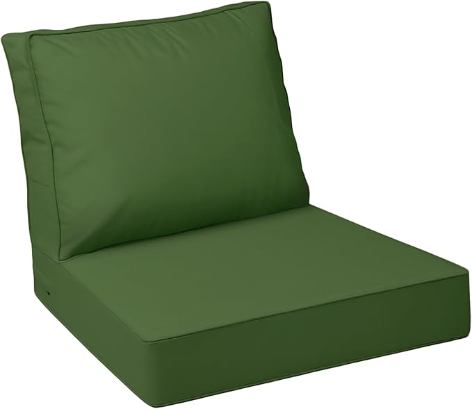 AAAAAcessories Outdoor Deep Seat Cushions with Double Welted Pillow, Waterproof, Fade-Resistant Patio Furniture Replacement Cushions, 23.5" x 25.5" x 5" + 23.5" x 19", Dark Moss Green