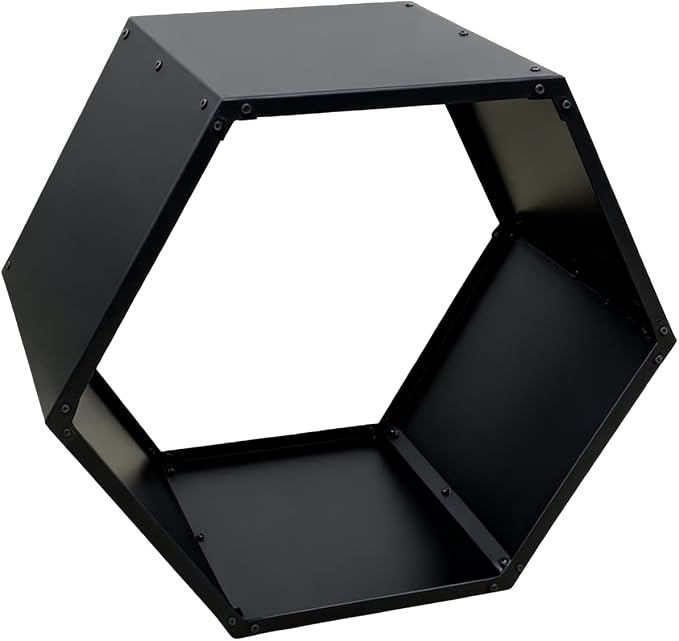 Firewood Log Rack, Heavy-Duty Steel Firewood Rack Outdoor with Hexagon Design, Fire Log Holder for Wood Storage, Wood Holder for Indoor and Outdoor- Black
