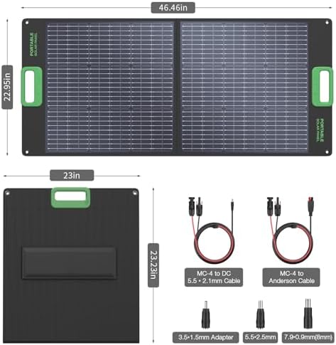 100W Portable Solar Panel, 23.5% High Efficiency ETFE Foldable Solar Charger for Power Station Generator, IP65 Waterproof with Kickstands, 18V Output for RV Camping Van Off-Grid Outdoor